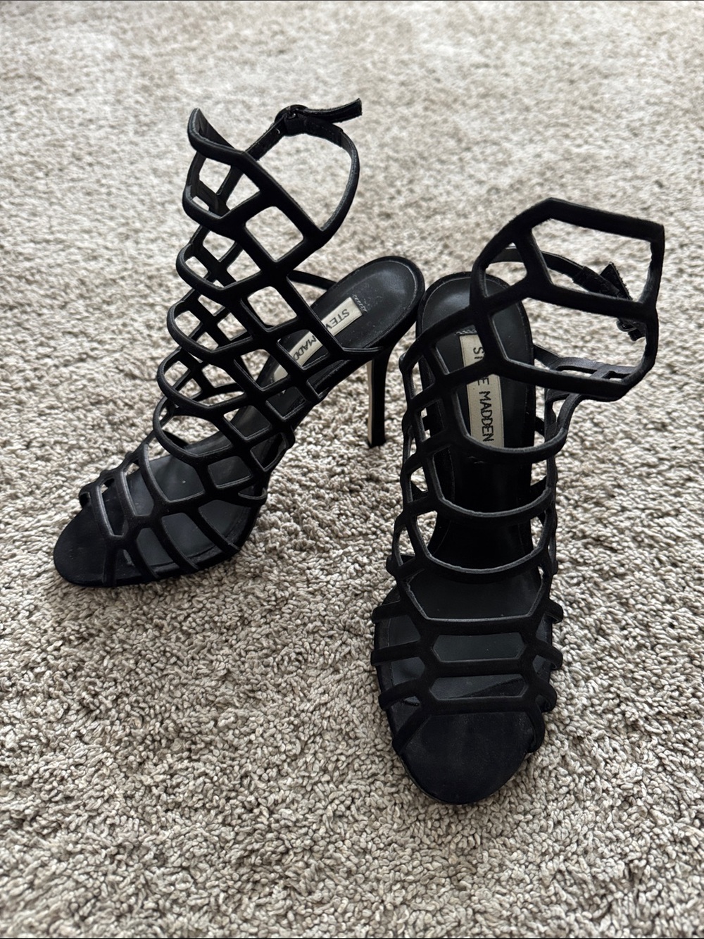 Steve Madden Slithur Black Suede Heels Size 7